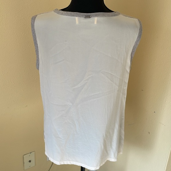 St. John SILK contrast Wool Tank Top cream/grey sz Large - Picture 2 of 4